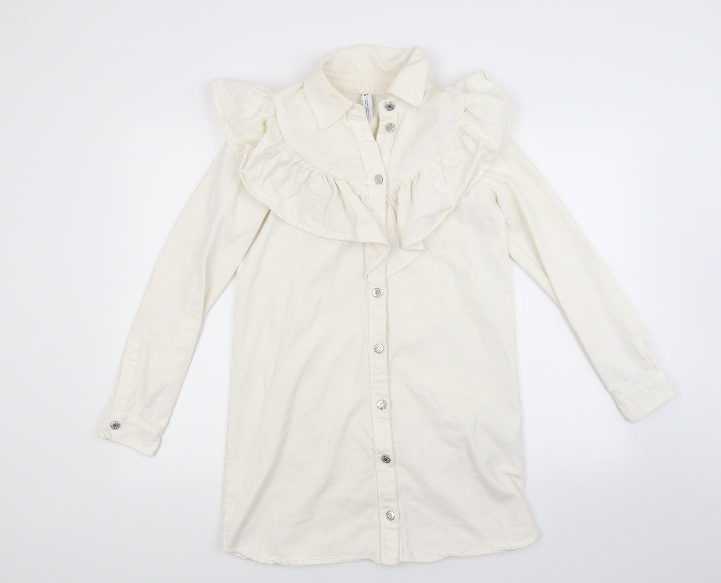 Zara Womens White  Denim Shirt Dress  Size XS