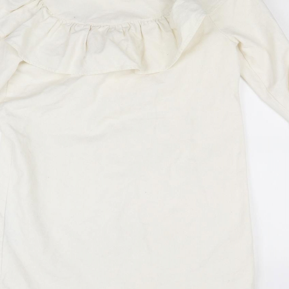 Zara Womens White  Denim Shirt Dress  Size XS
