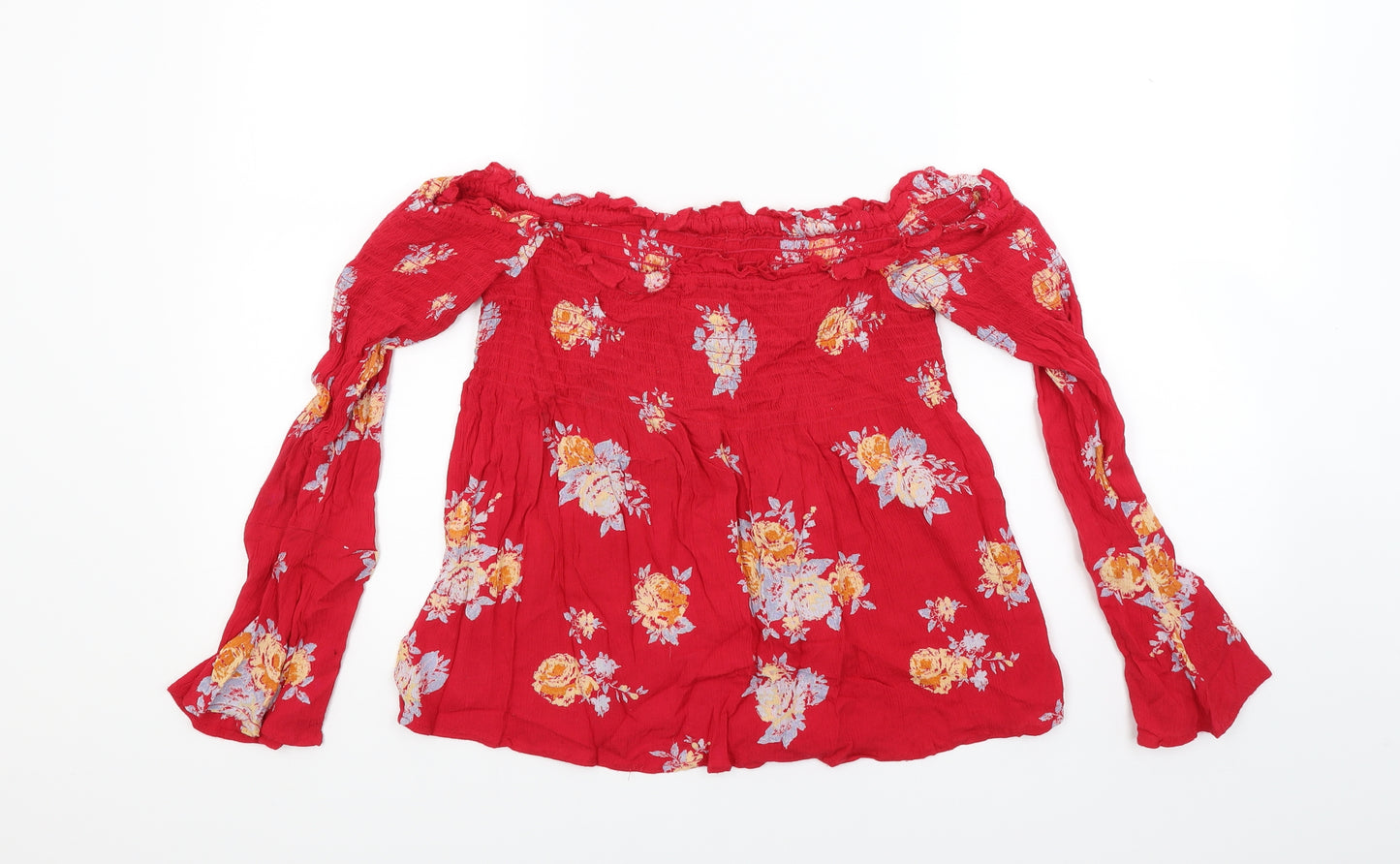 Pins & Needles Womens Red Floral  Basic Blouse Size M