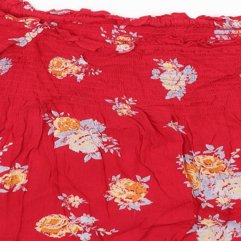 Pins & Needles Womens Red Floral  Basic Blouse Size M
