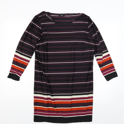 M&Co Womens Purple Striped  A-Line  Size 12