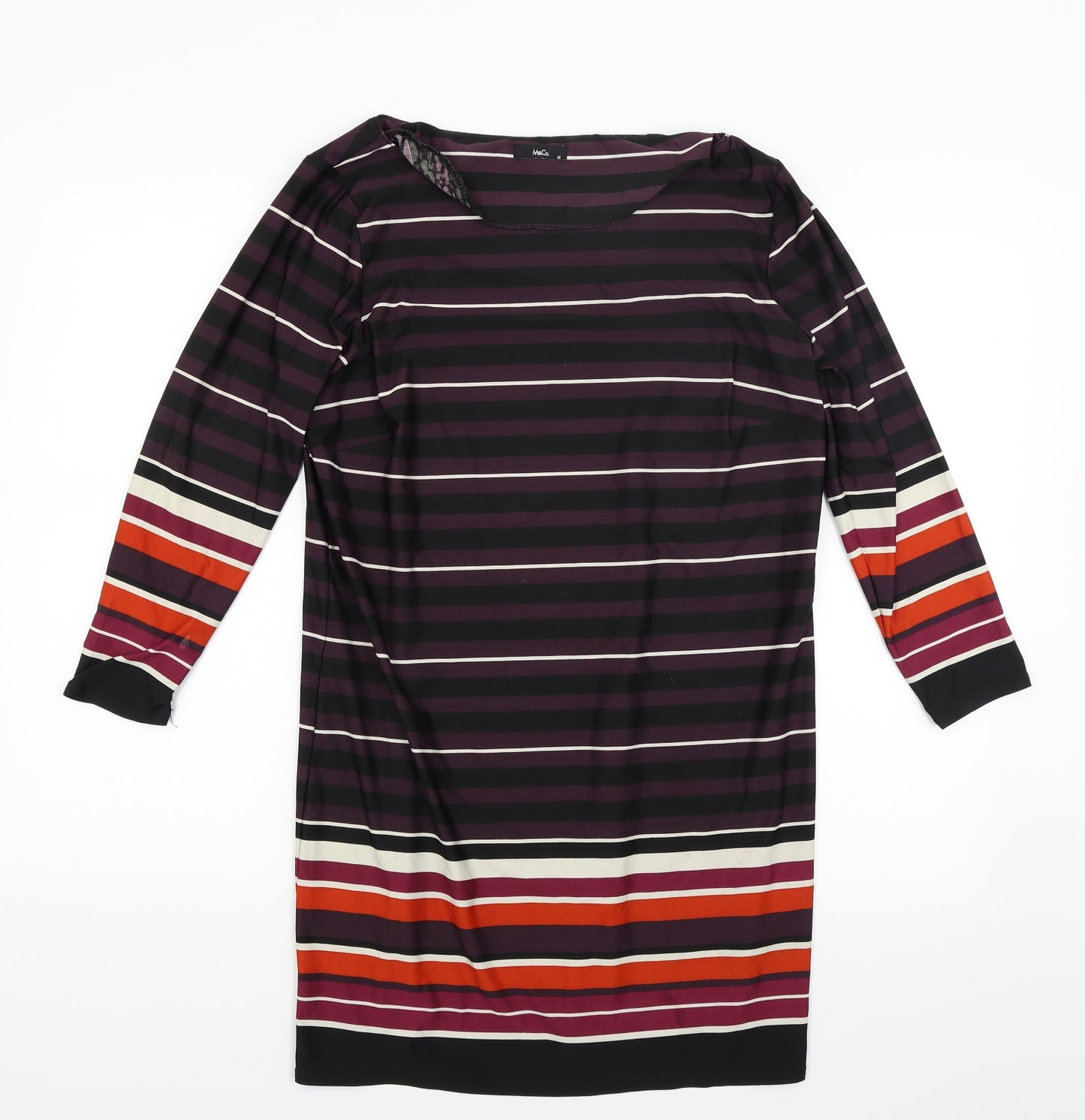 M&Co Womens Purple Striped  A-Line  Size 12