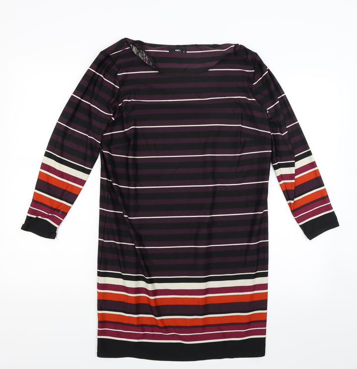 M&Co Womens Purple Striped A-Line Size 12