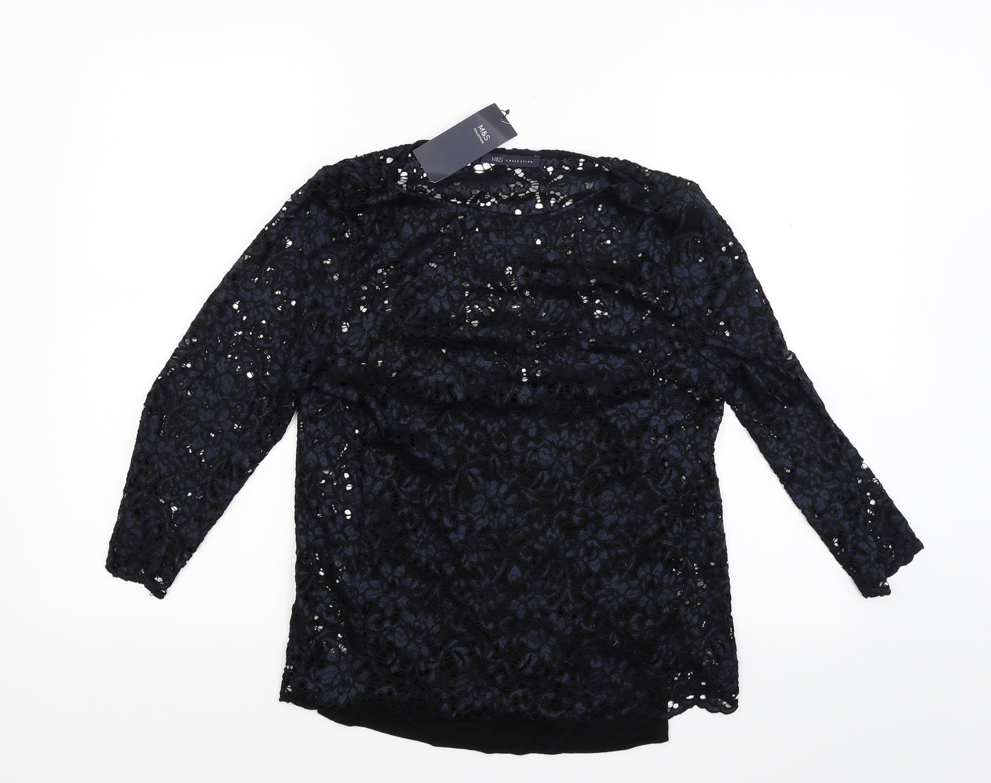 Marks and Spencer Womens Blue Floral  Basic Blouse Size 8