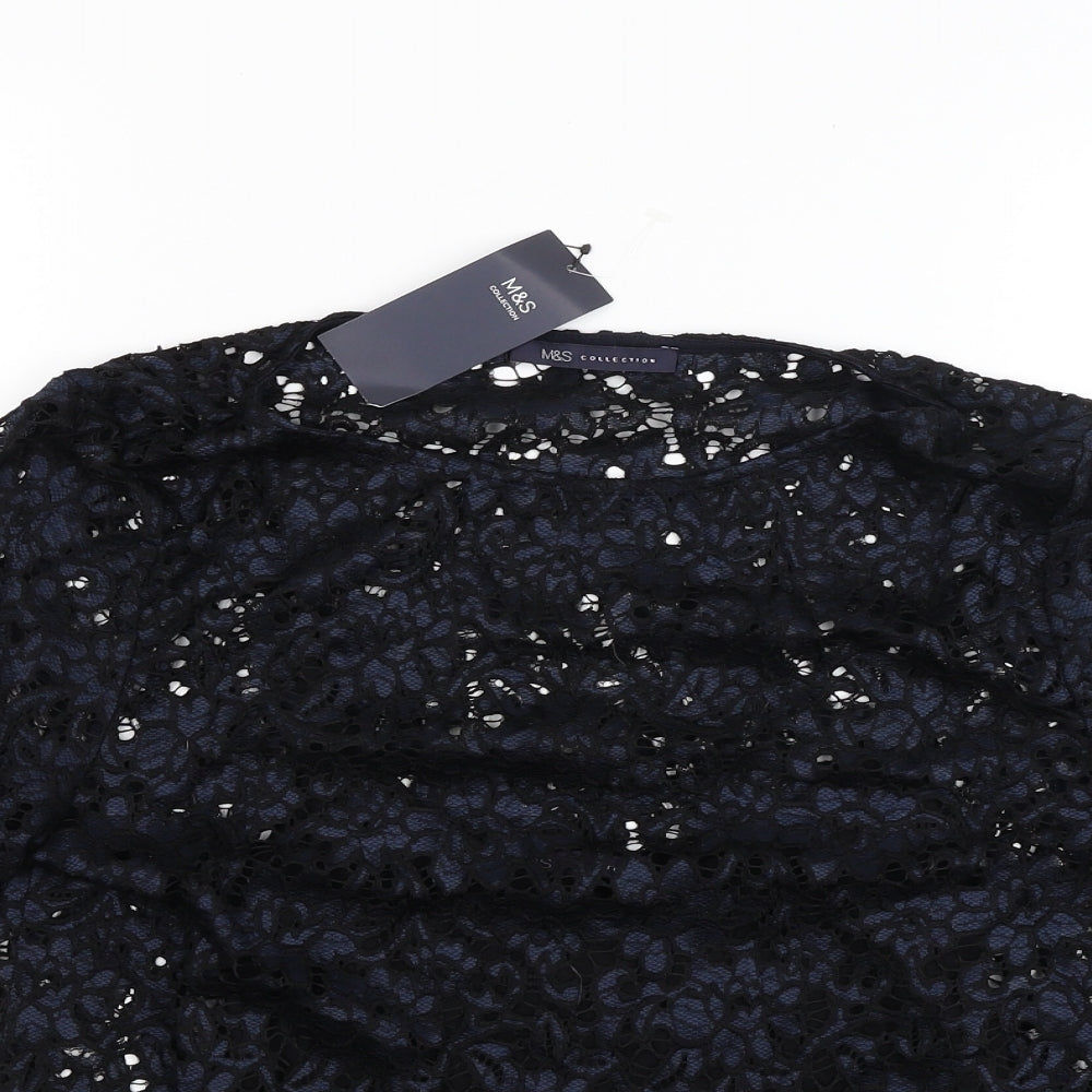 Marks and Spencer Womens Blue Floral  Basic Blouse Size 8