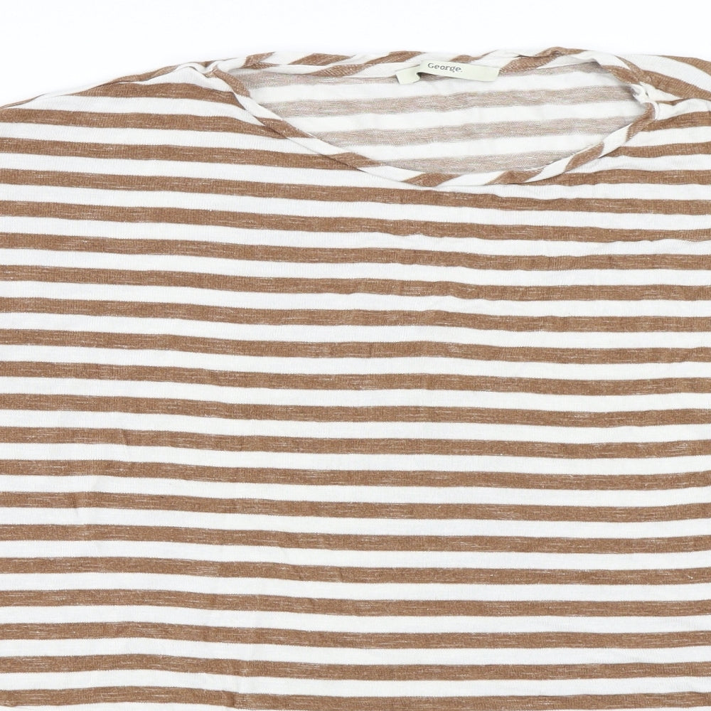 George Womens Brown Striped  Pullover Jumper Size 18  - Asymmetric Hem