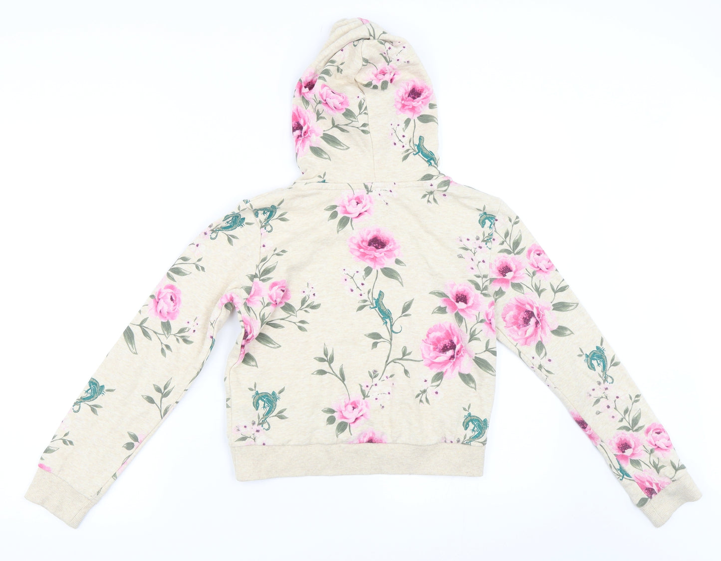 H&M Girls Beige Floral  Pullover Hoodie Size 11-12 Years