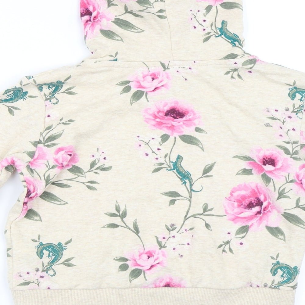 H&M Girls Beige Floral  Pullover Hoodie Size 11-12 Years