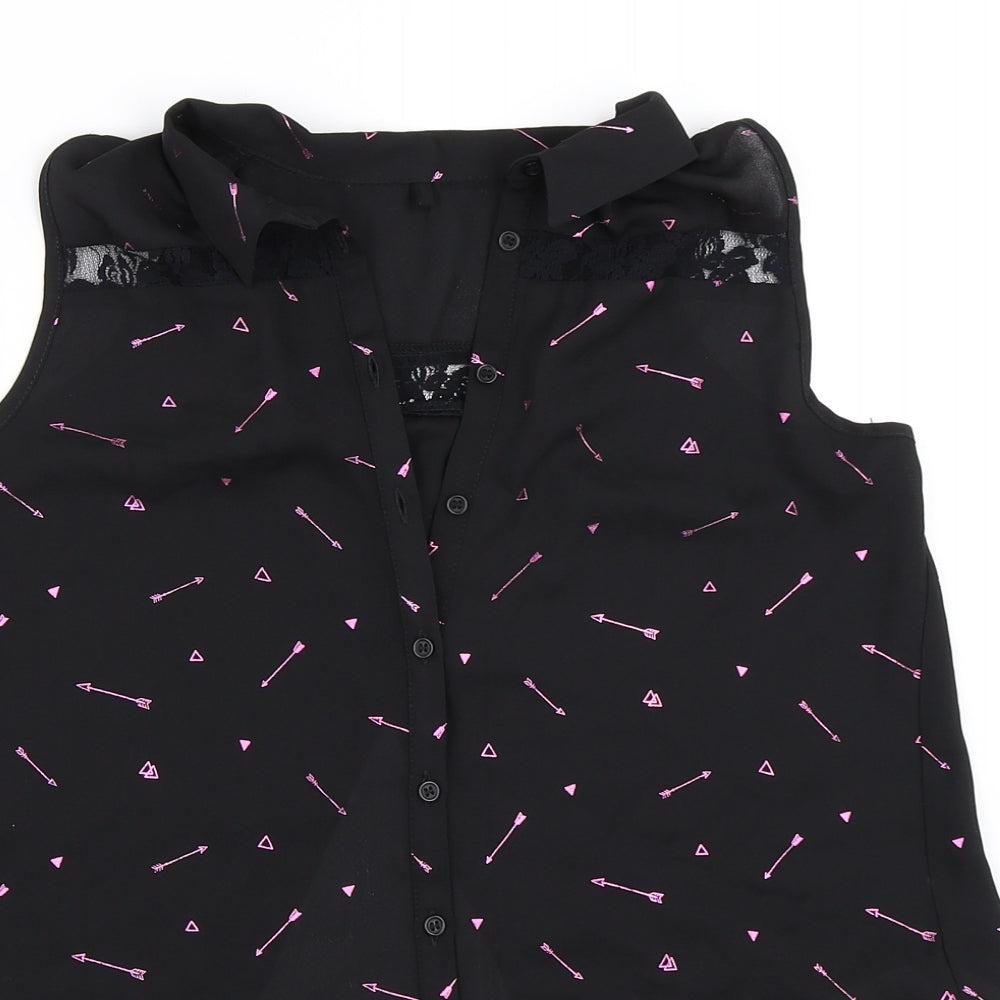 Here & There Girls Black   Basic Button-Up Size 13-14 Years