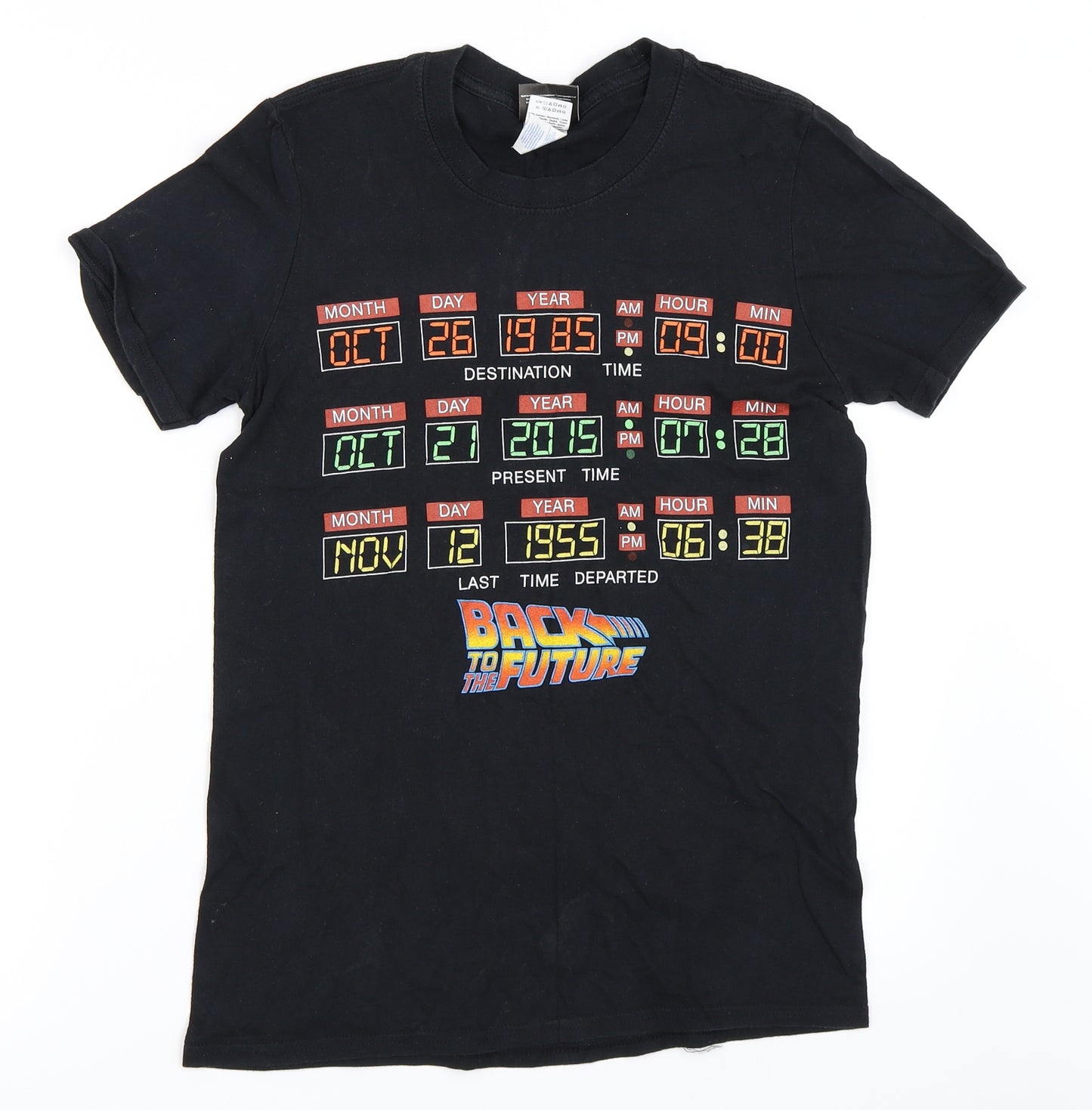 Preworn Mens Black    T-Shirt Size S  - back to the future