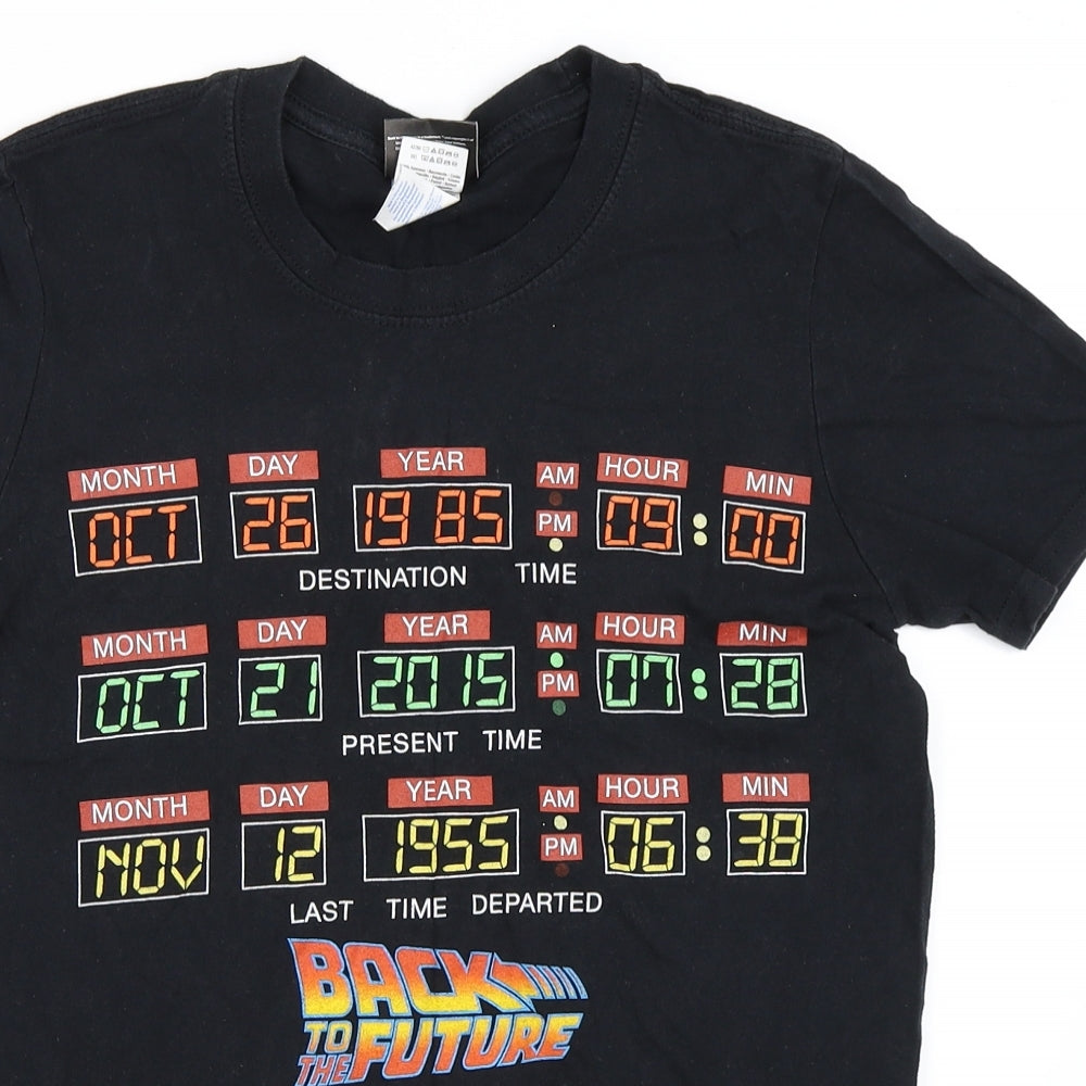 Preworn Mens Black    T-Shirt Size S  - back to the future