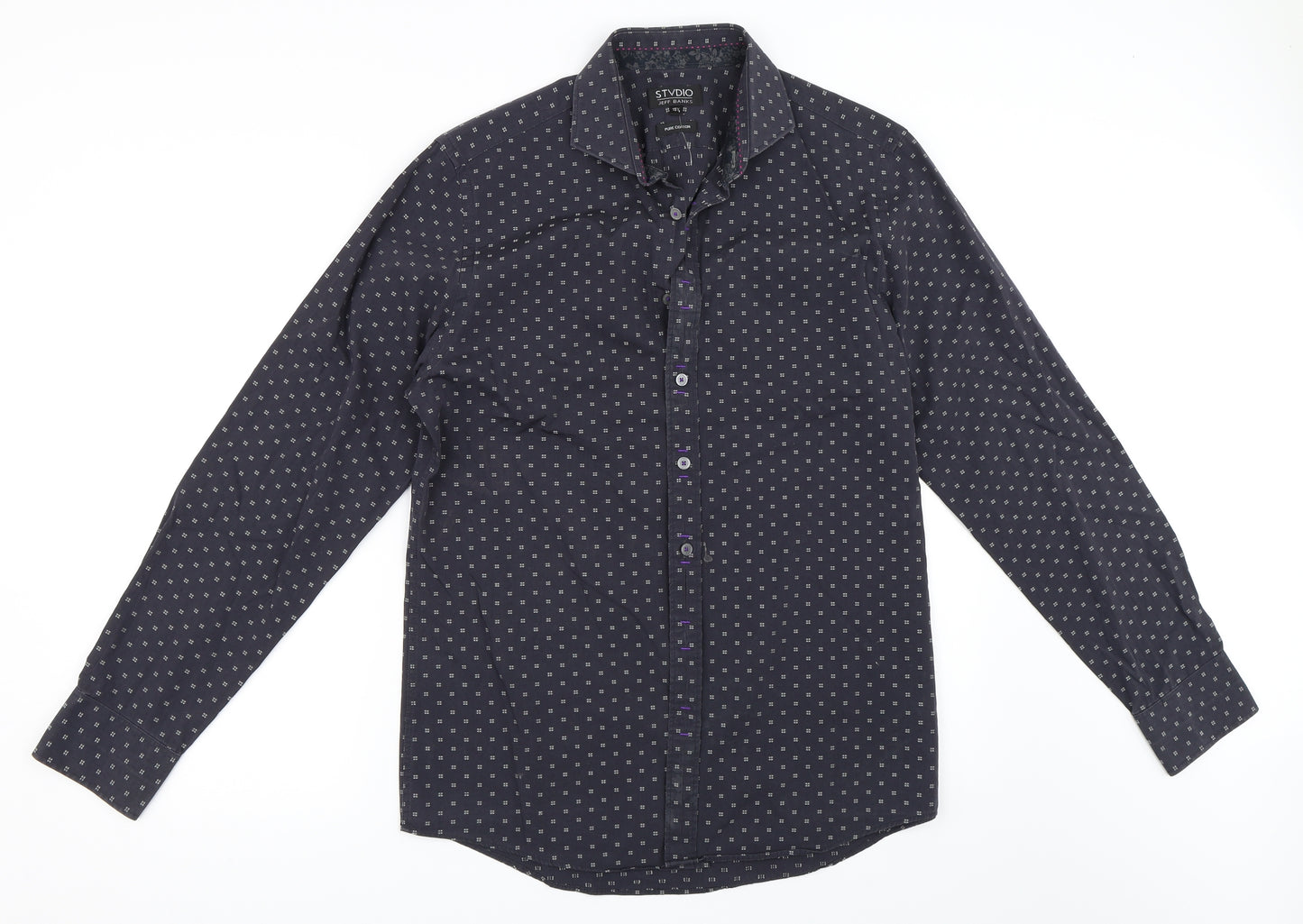 Jeff Banks Mens Grey    Button-Up Size 15.5