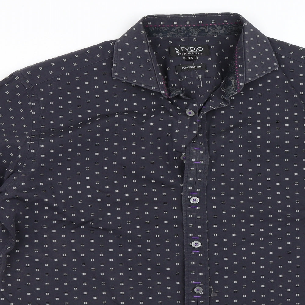 Jeff Banks Mens Grey    Button-Up Size 15.5