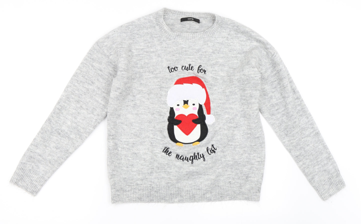 George Womens Grey   Pullover Jumper Size M  - christmas penguin
