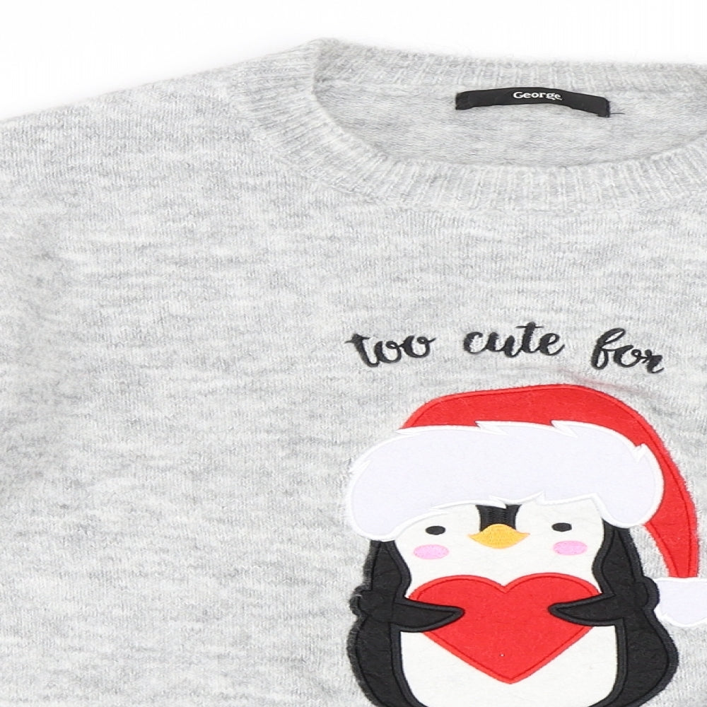 George Womens Grey   Pullover Jumper Size M  - christmas penguin
