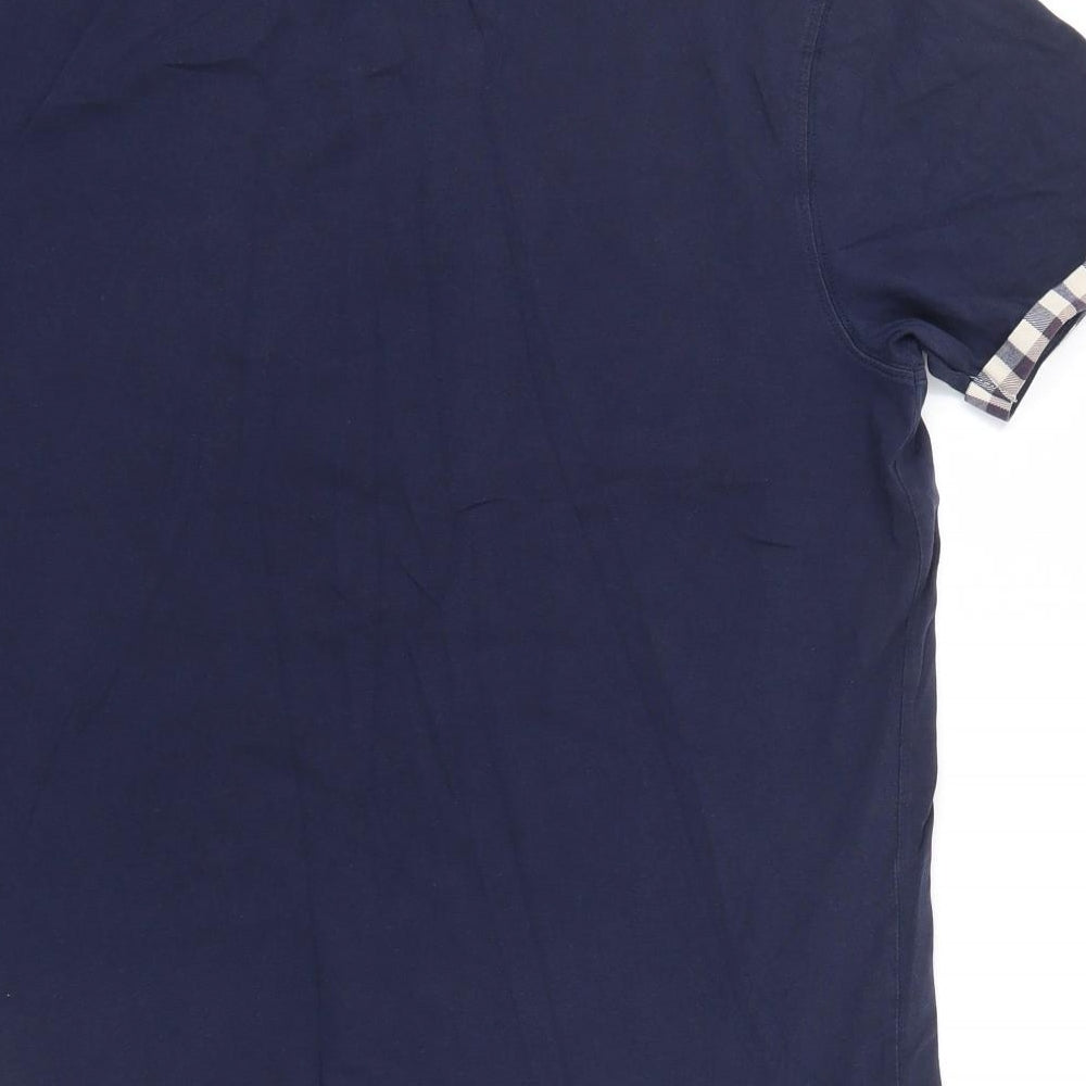 Burton Menswear Mens Blue Check   T-Shirt Size L