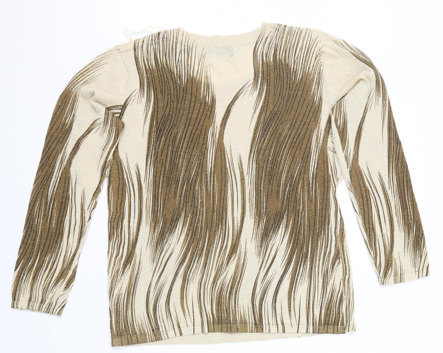Just Elegance Womens Gold Geometric  Pullover Jumper Size M  - studded