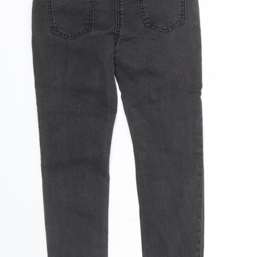 George Girls Grey  Denim Skinny Jeans Size 7 Years - Zip on front, pockets on back