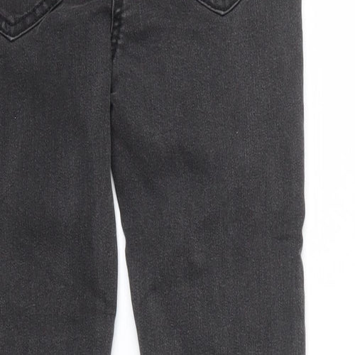 George Girls Grey  Denim Skinny Jeans Size 7 Years - Zip on front, pockets on back