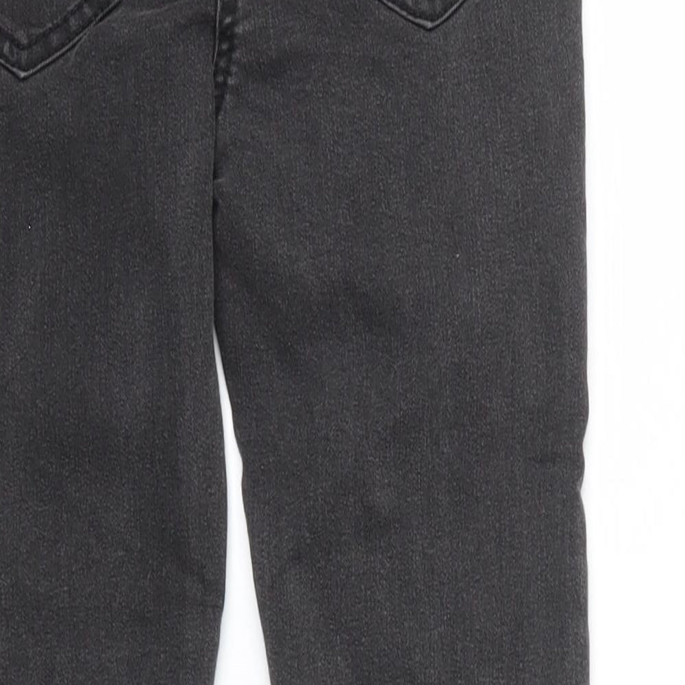 George Girls Grey  Denim Skinny Jeans Size 7 Years - Zip on front, pockets on back