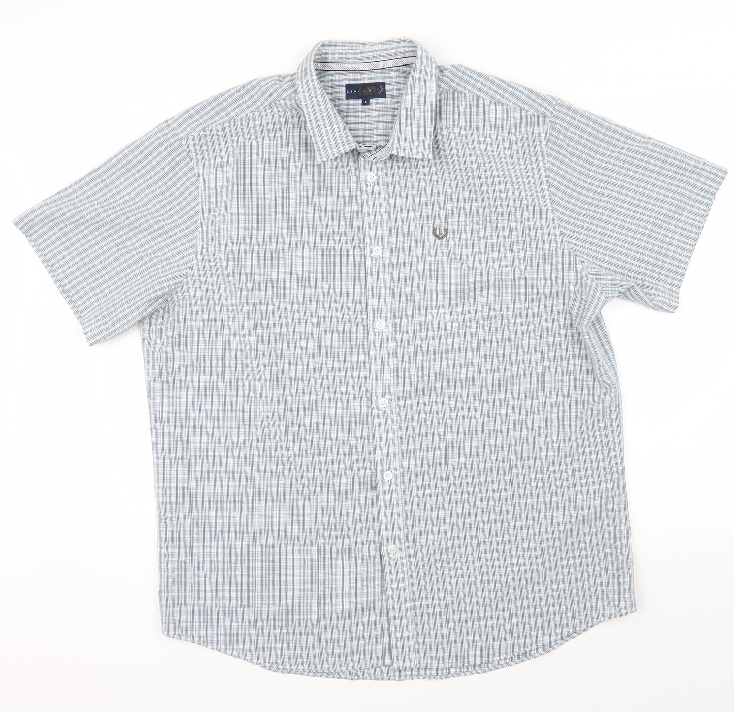 Lincoln Mens Green Check   Button-Up Size L