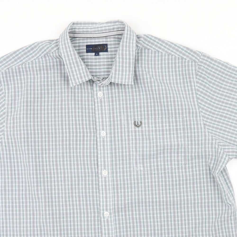 Lincoln Mens Green Check   Button-Up Size L