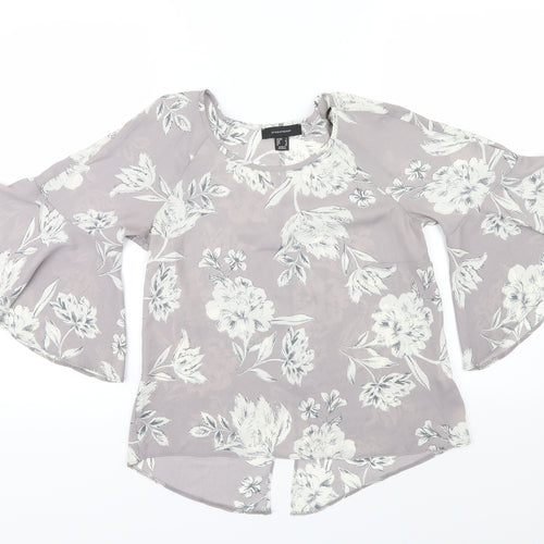 Atmosphere Womens Grey Floral  Basic Blouse Size 4
