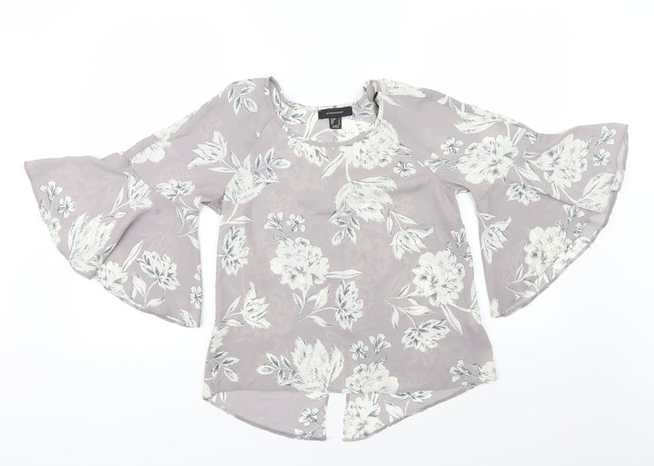 Atmosphere Womens Grey Floral Basic Blouse Size 4