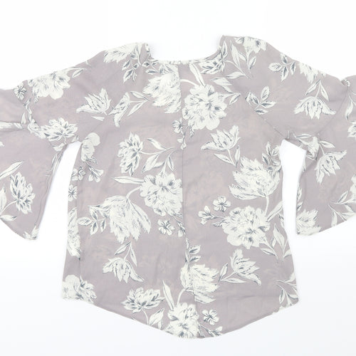 Atmosphere Womens Grey Floral  Basic Blouse Size 4