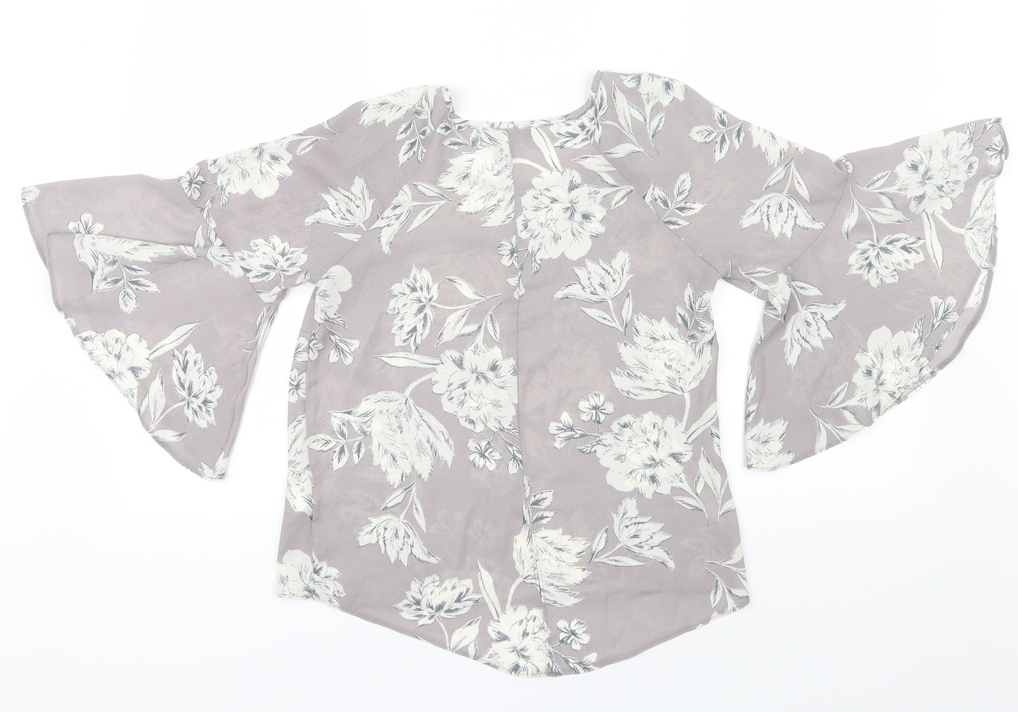 Atmosphere Womens Grey Floral  Basic Blouse Size 4