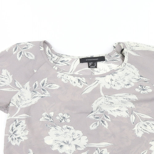 Atmosphere Womens Grey Floral  Basic Blouse Size 4