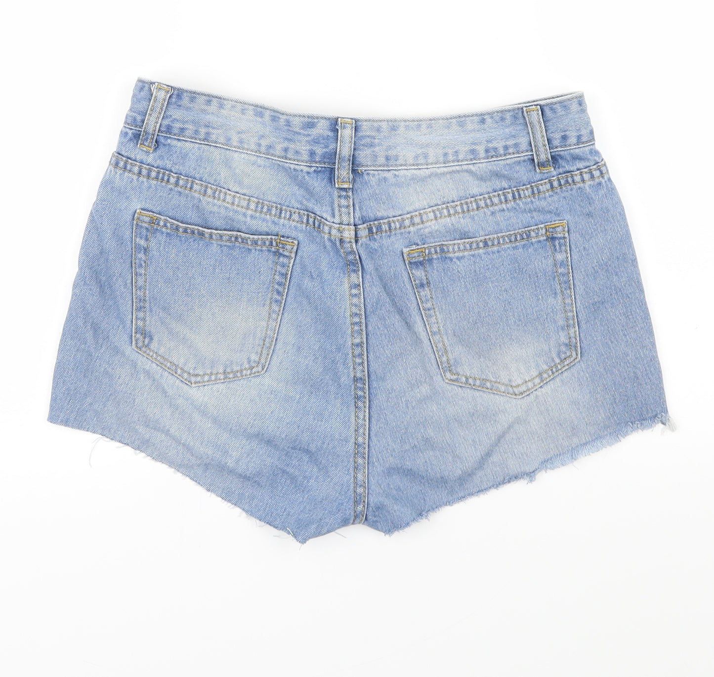PRETTYLITTELTHING Womens Blue  Denim Skimmer Shorts Size 10 - Distressed