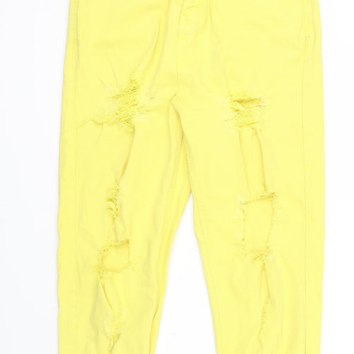 I SAW IT FIRST Womens Yellow  Denim Cropped Jeans Size 10 L20 in - ripped details