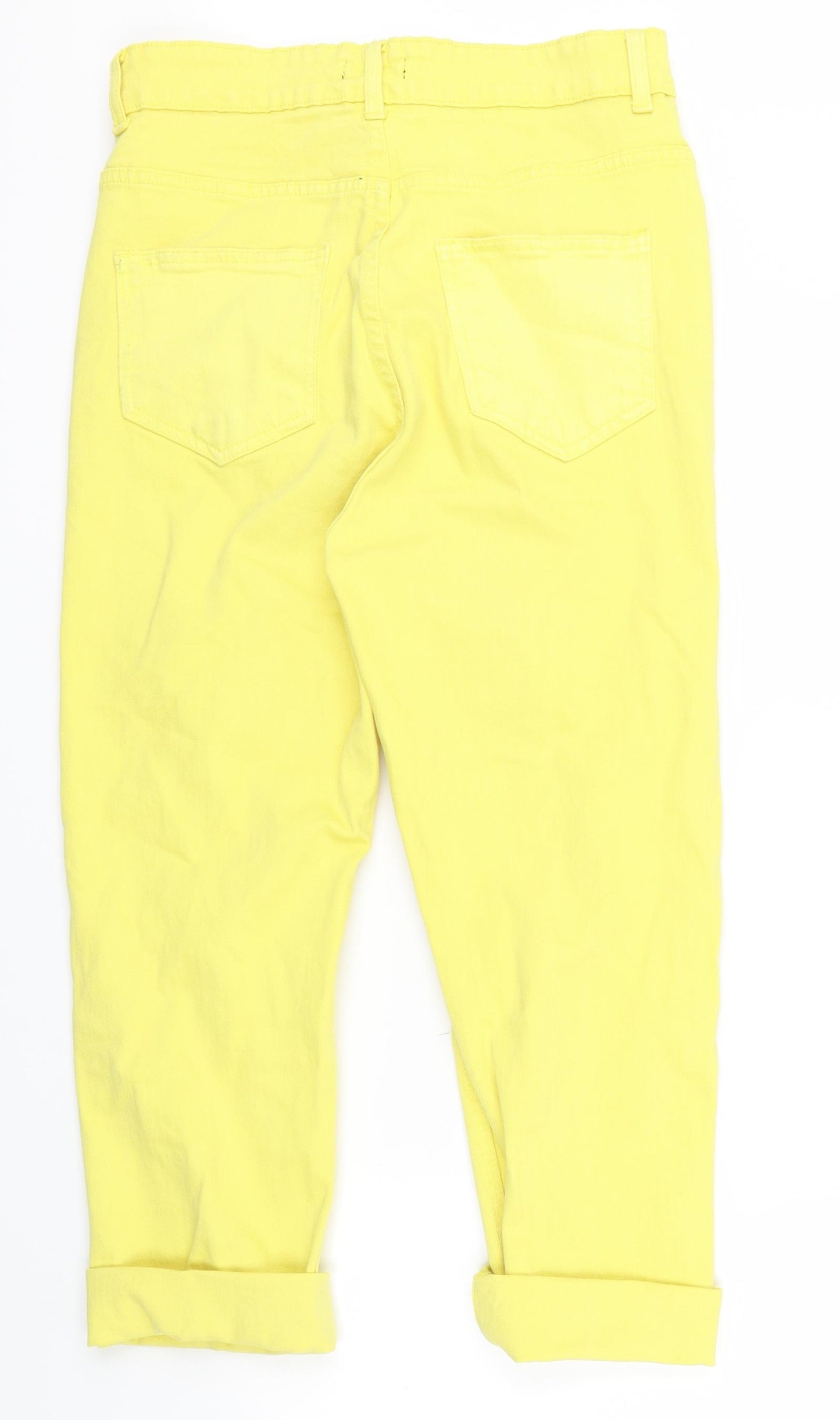I SAW IT FIRST Womens Yellow  Denim Cropped Jeans Size 10 L20 in - ripped details