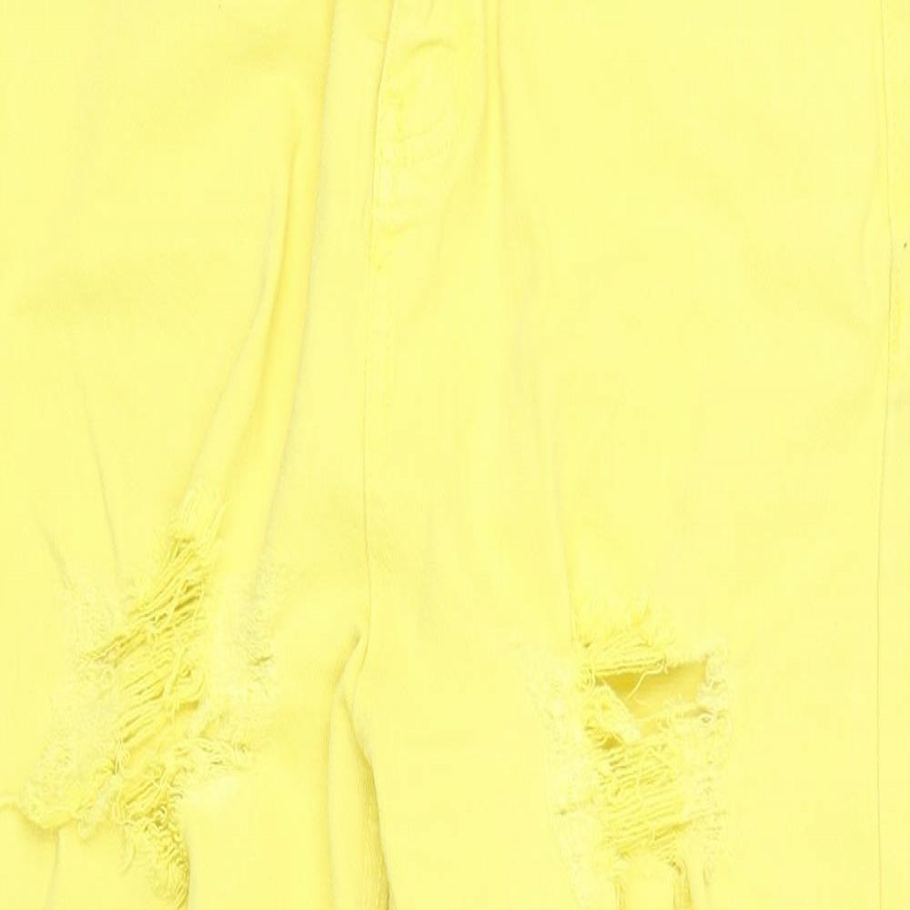 I SAW IT FIRST Womens Yellow  Denim Cropped Jeans Size 10 L20 in - ripped details