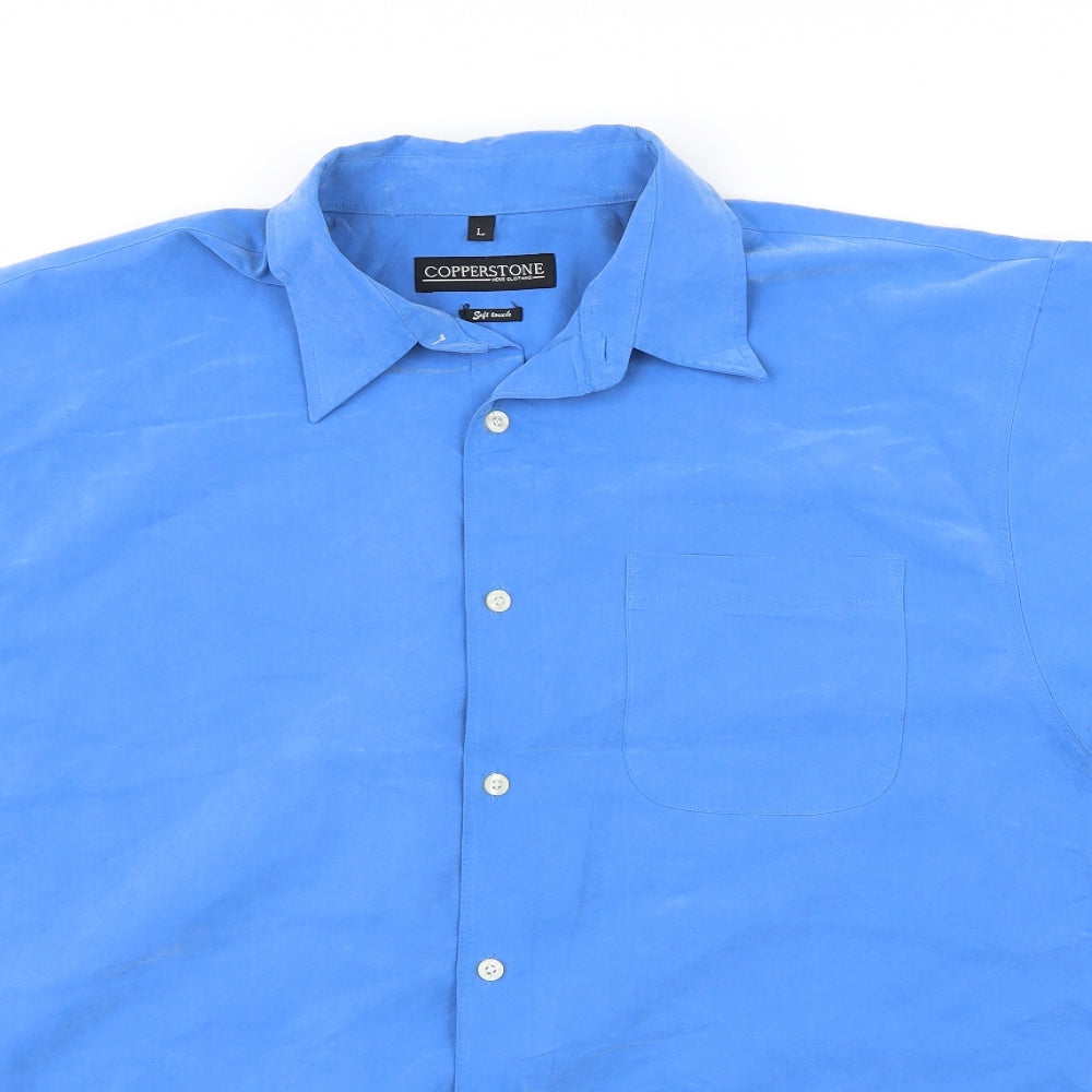 Copper Stone Mens Blue    Button-Up Size L  - Soft Touch