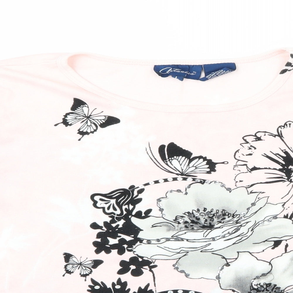 Artscapes Womens Pink Floral  Pullover Jumper Size L