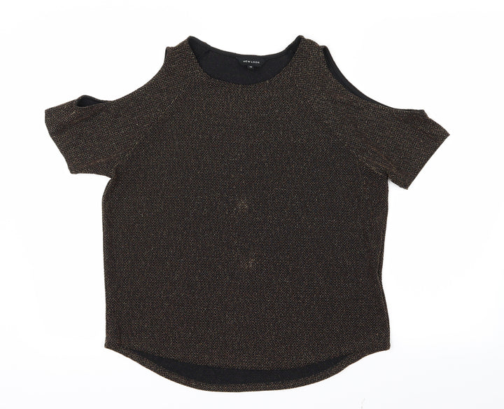 New Look Womens Gold Basic T-Shirt Size 12 - Open Shoulders