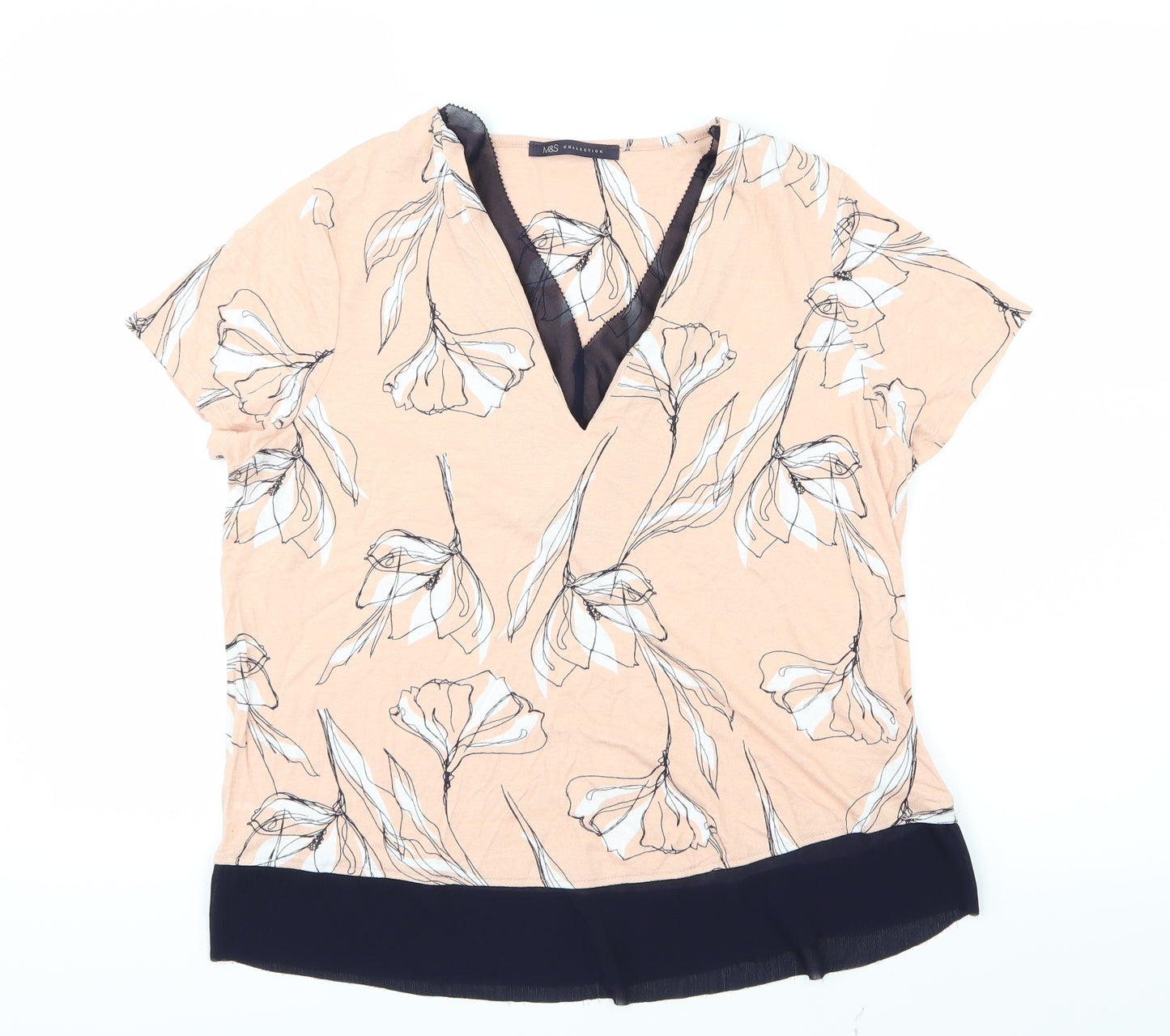 Marks and Spencer Womens Pink Floral  Basic T-Shirt Size 12