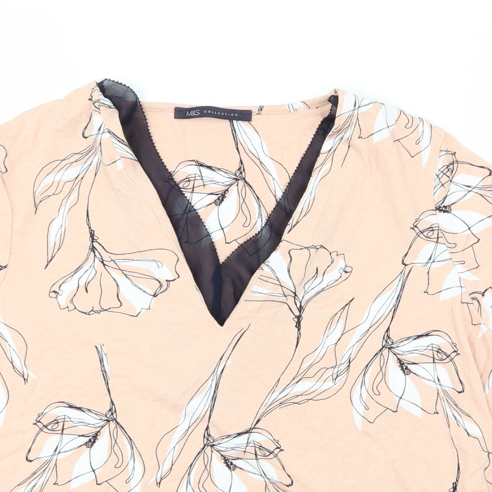 Marks and Spencer Womens Pink Floral  Basic T-Shirt Size 12