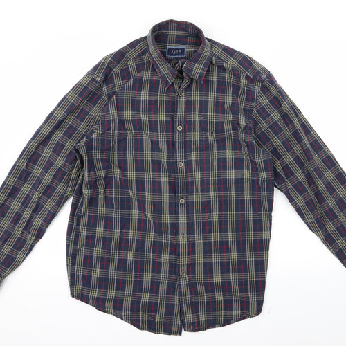 IZOD Mens Blue Check   Button-Up Size M
