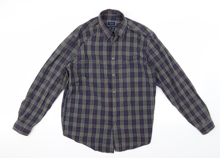 IZOD Mens Blue Check Button-Up Size M