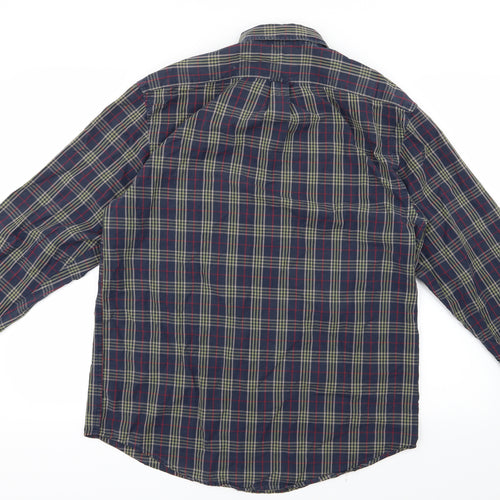 IZOD Mens Blue Check   Button-Up Size M