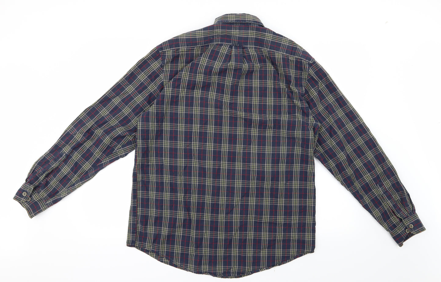 IZOD Mens Blue Check   Button-Up Size M