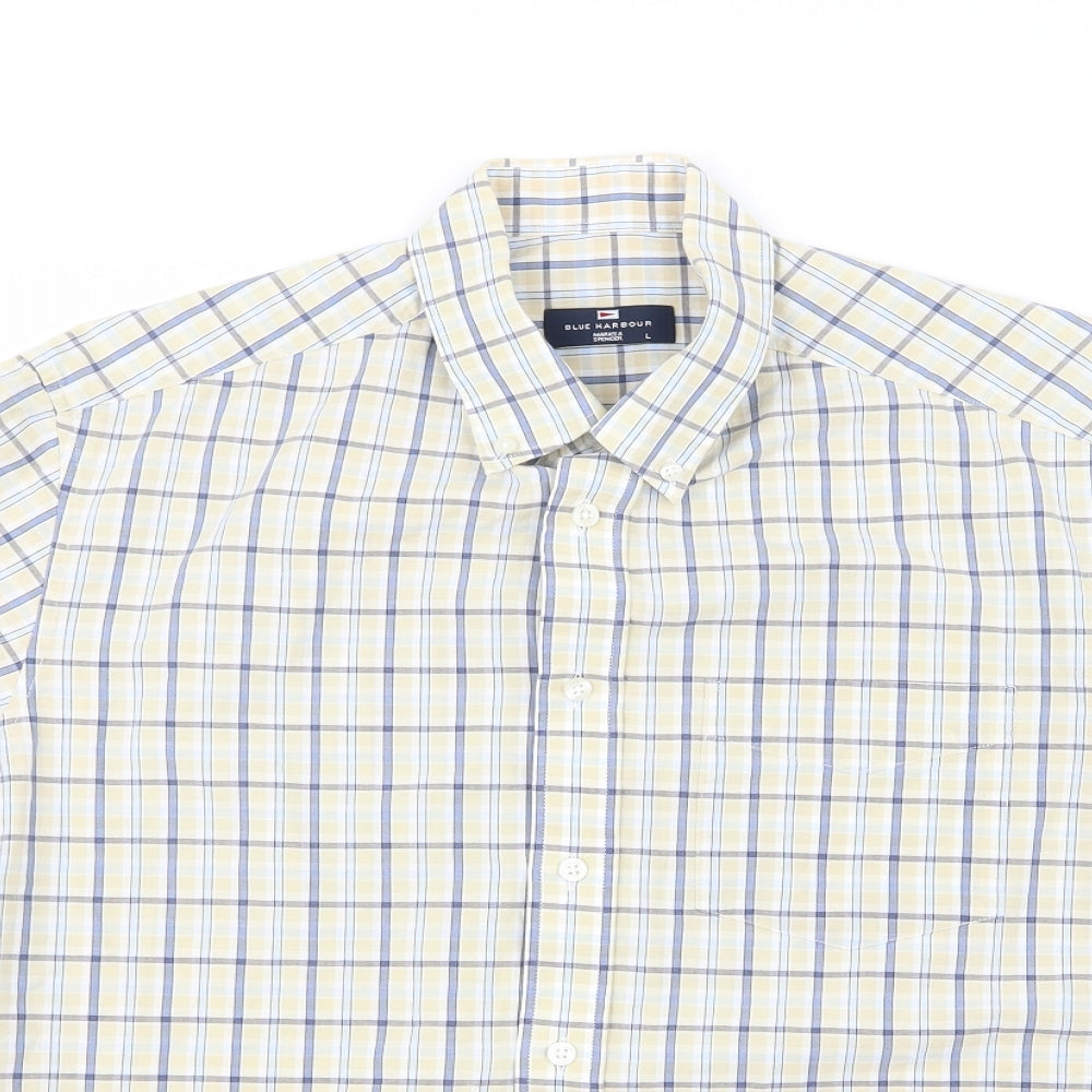 Blue Harbour Mens Blue Check   Button-Up Size L
