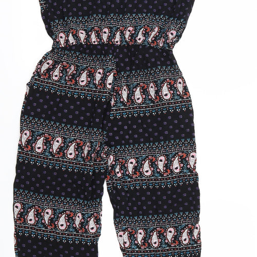 MSD Womens Black Geometric  Jumpsuit One-Piece Size M L24 in
