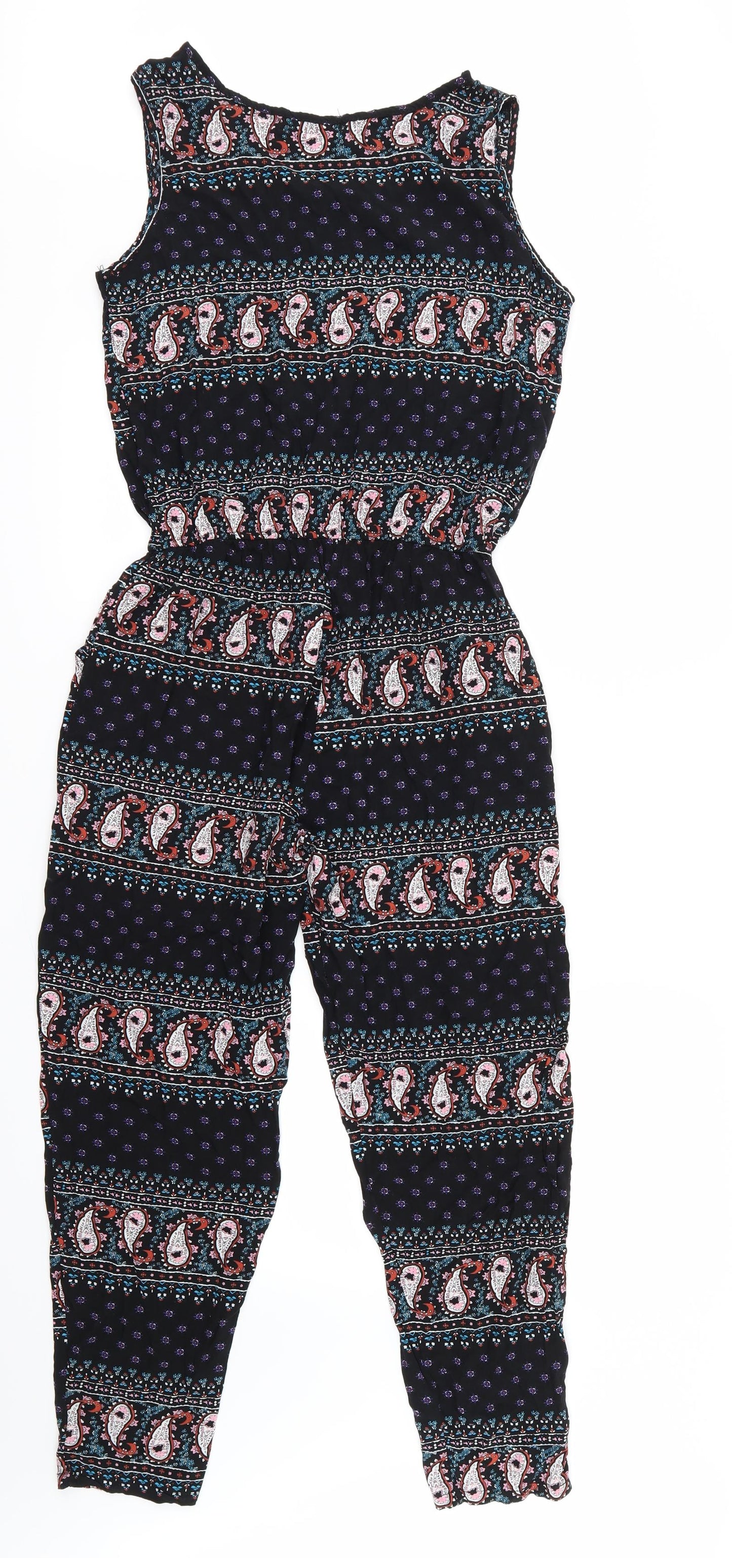 MSD Womens Black Geometric  Jumpsuit One-Piece Size M L24 in