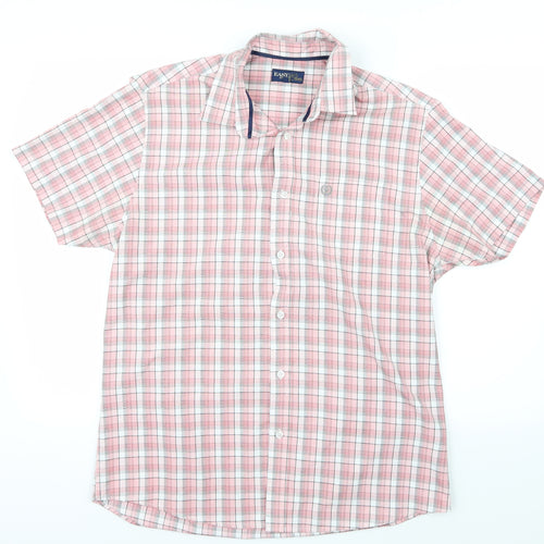 Easy Mens Pink Check   Button-Up Size M