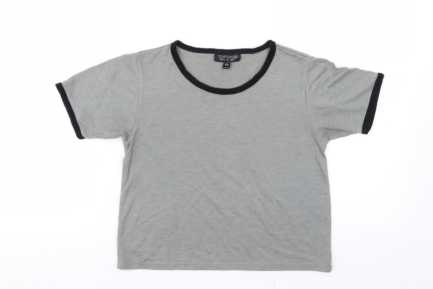 Topshop Womens Grey   Cropped T-Shirt Size 8