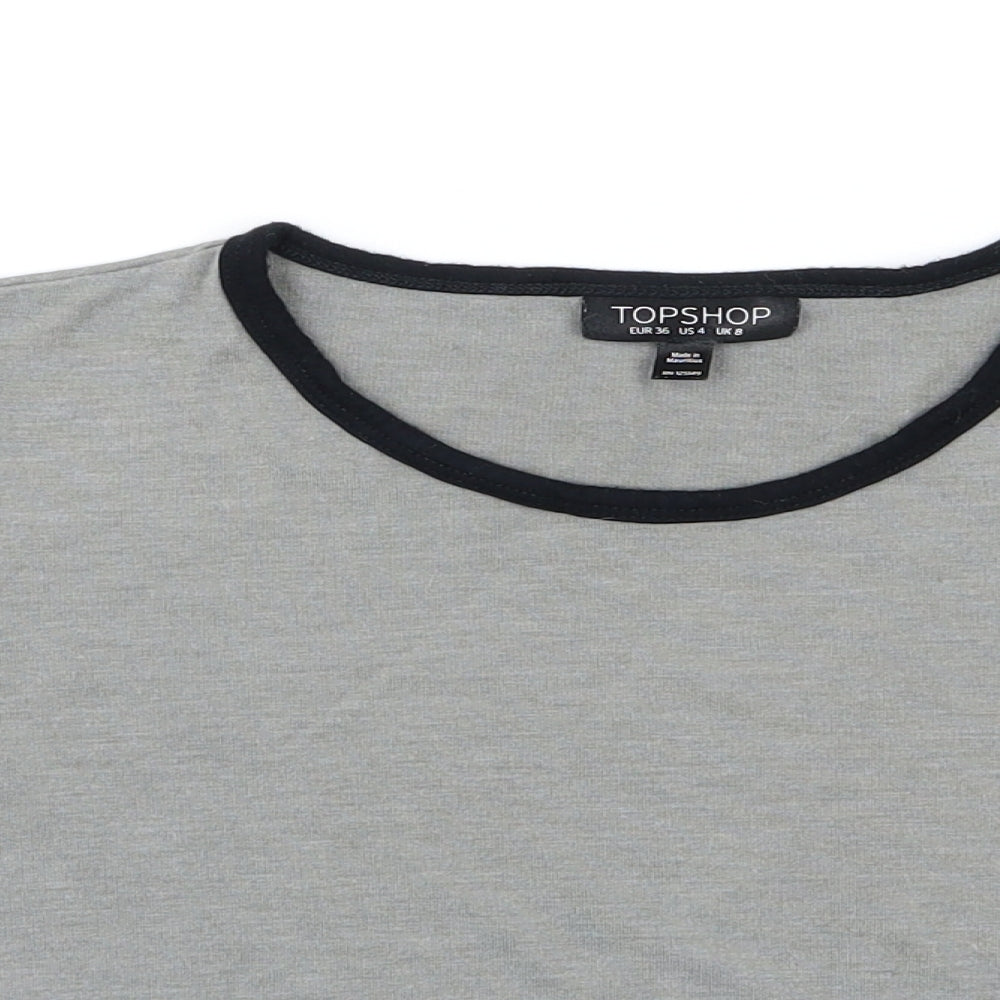 Topshop Womens Grey   Cropped T-Shirt Size 8